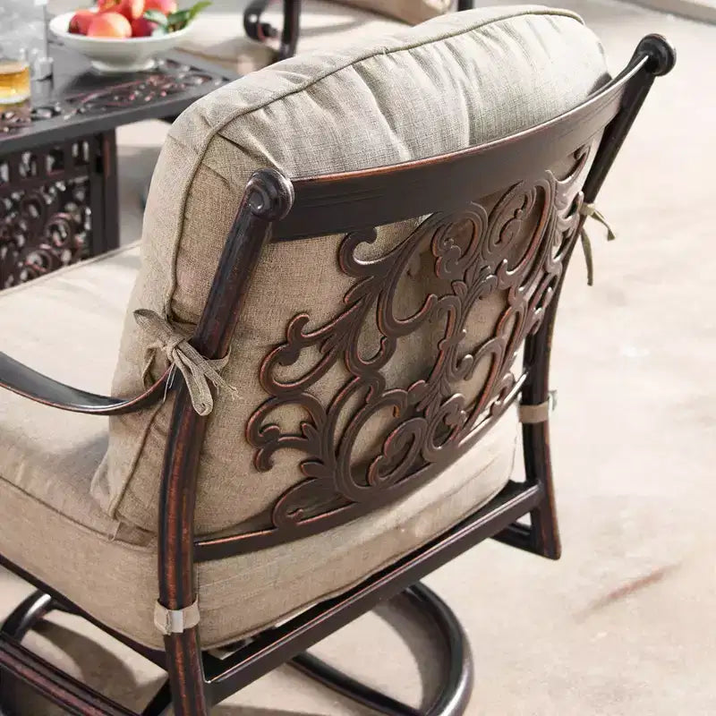 2pk Aluminum Outdoor Deep Seating Swivel Rocking Club Chairs with Cushions - Copper/Tan - Oakland Living