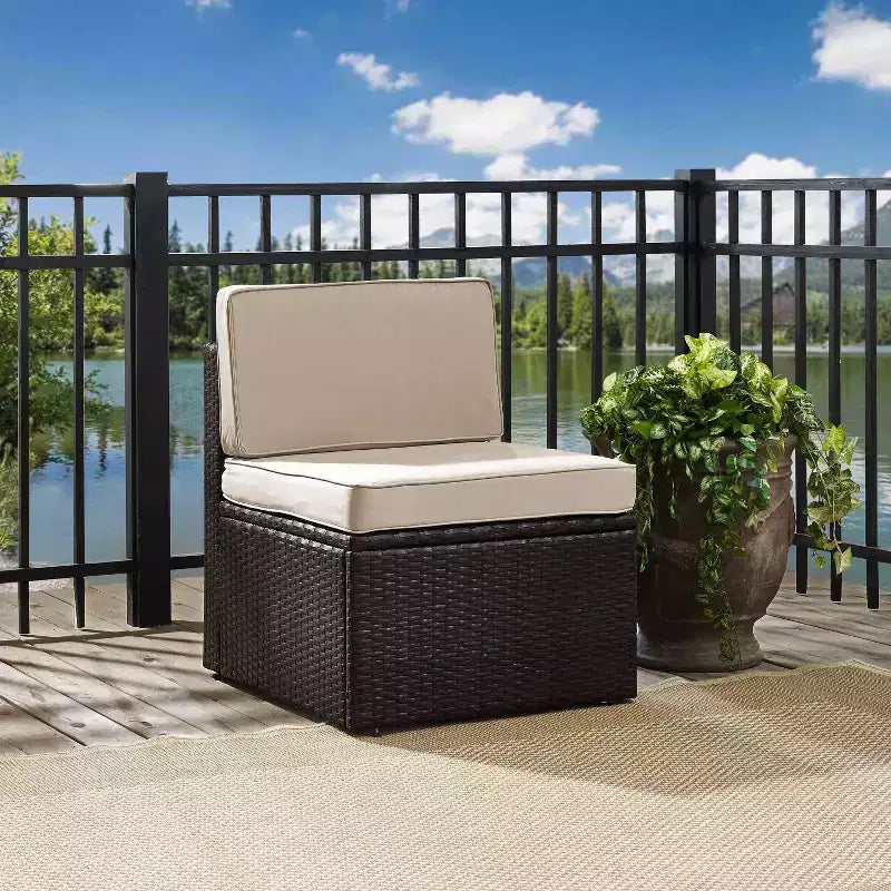 Palm Harbor Outdoor Steel Center Chair Sand/Brown - Crosley