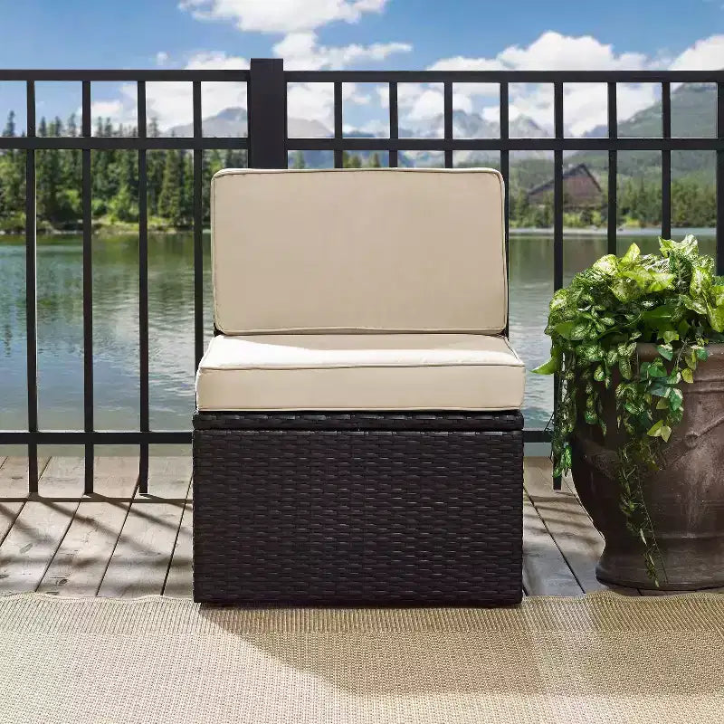 Palm Harbor Outdoor Steel Center Chair Sand/Brown - Crosley