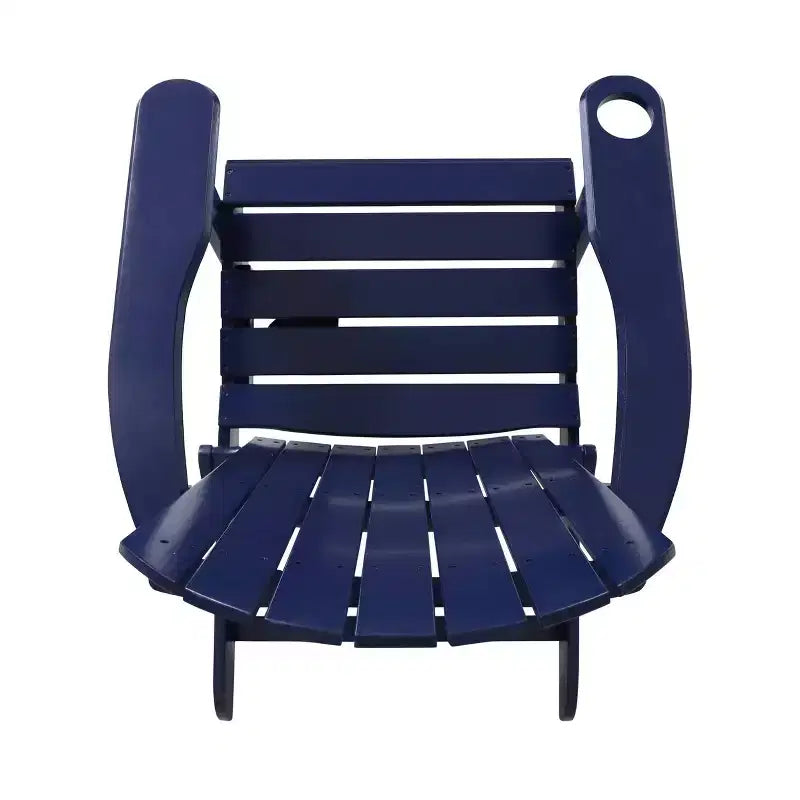 2pk Bellwood Outdoor Acacia Wood Folding Adirondack Chairs Navy: Cup Holders, Weather-Resistant - Christopher Knight Home