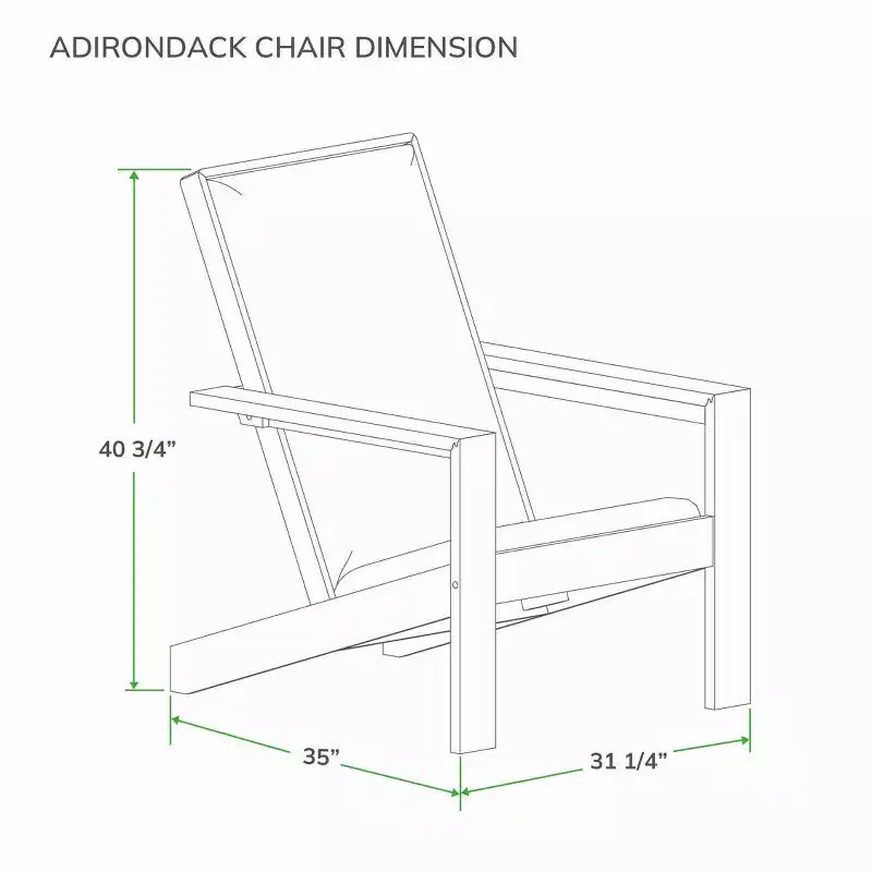 Sonoma Lane Alice Teak Outdoor Adirondack Chair with Tan Textilene Padded Seat – Weather-Resistant, Quick-Dry Foam Comfort