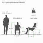 Sonoma Lane Alice Teak Outdoor Adirondack Chair with Tan Textilene Padded Seat – Weather-Resistant, Quick-Dry Foam Comfort