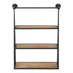 23" x 30" Nevin Wall Mounted Hanging Shelf Rustic Brown/Black - Kate and Laurel: Metal Frame, 3 Open Shelves