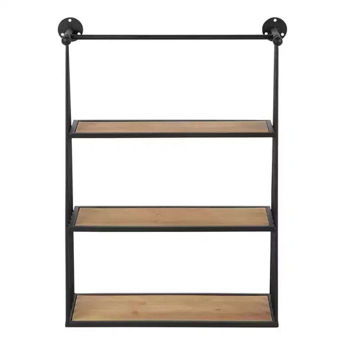 23" x 30" Nevin Scaffale a parete marrone rustico/nero - Kate and Laurel: Struttura in metallo, 3 ripiani aperti