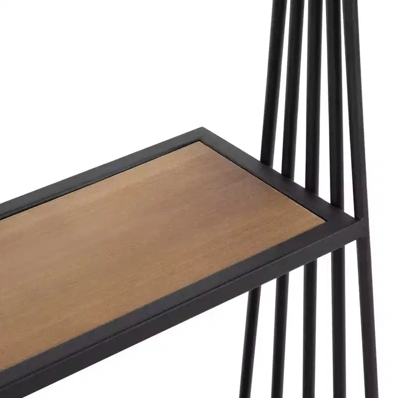 23" x 30" Nevin Wall Mounted Hanging Shelf Rustic Brown/Black - Kate and Laurel: Metal Frame, 3 Open Shelves