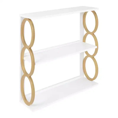 28" x 8" x 31" Ring Wooden 3-Tier Shelf White - Kate & Laurel All Things Decor: Mid-Century Storage Display