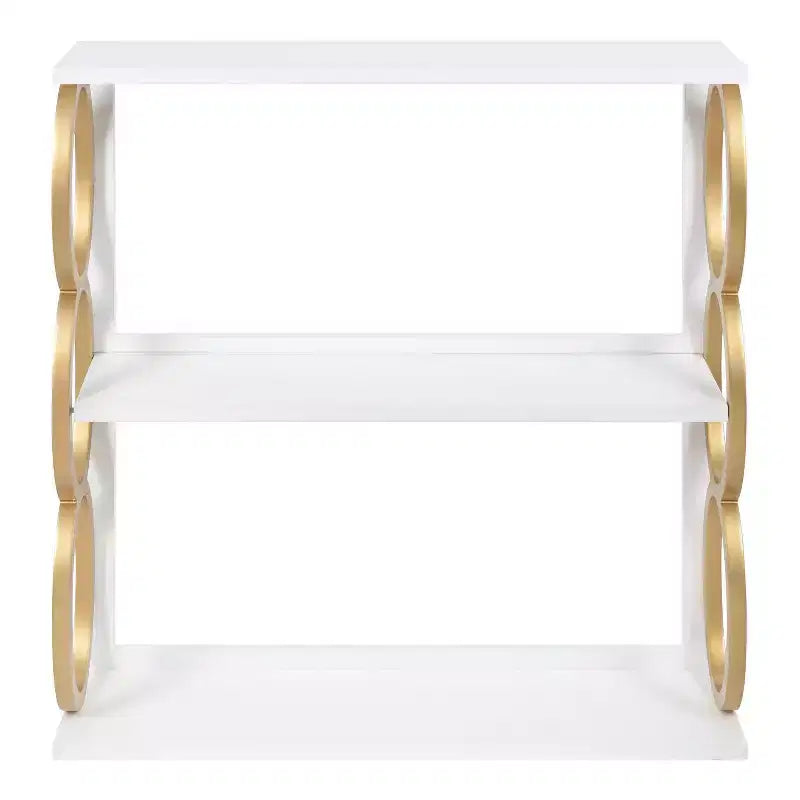 Scaffale a 3 ripiani in legno bianco, 71 cm x 20 cm x 79 cm, Ring - Kate & Laurel All Things Decor: Espositore contenitore stile Mid-Century