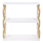 Scaffale a 3 ripiani in legno bianco, 71 cm x 20 cm x 79 cm, Ring - Kate & Laurel All Things Decor: Espositore contenitore stile Mid-Century
