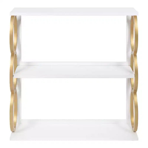 Scaffale a 3 ripiani in legno bianco, 71 cm x 20 cm x 79 cm, Ring - Kate & Laurel All Things Decor: Espositore contenitore stile Mid-Century