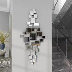 Olivia & May 48"X21" Glass Geometric Room Wall Mirror with Square Mirrors Silver
