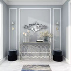 Olivia & May 48"X21" Glass Geometric Room Wall Mirror with Square Mirrors Silver