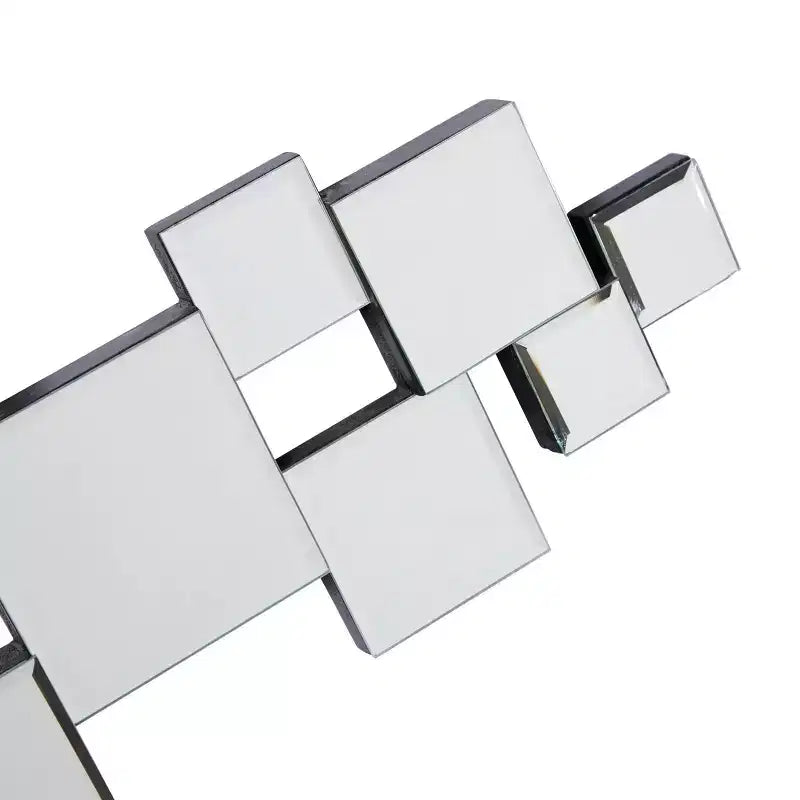 Olivia & May 48"X21" Glass Geometric Room Wall Mirror with Square Mirrors Silver