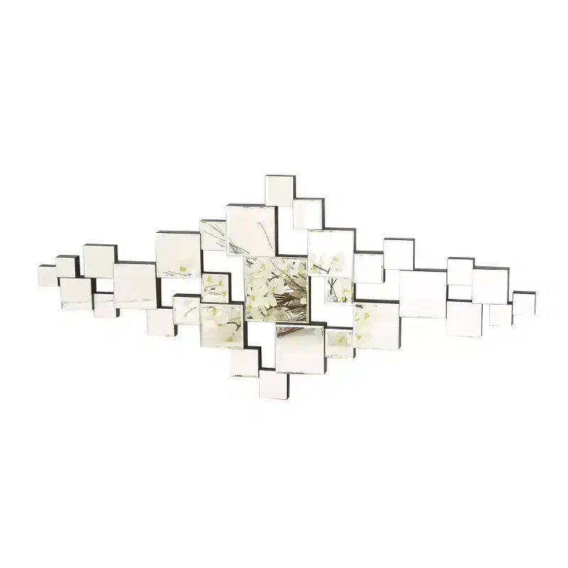 Olivia & May 48"X21" Glass Geometric Room Wall Mirror with Square Mirrors Silver