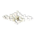 Olivia & May 48"X21" Glass Geometric Room Wall Mirror with Square Mirrors Silver