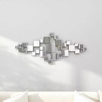 Olivia & May 48"X21" Glass Geometric Room Wall Mirror with Square Mirrors Silver