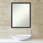 20" x 26" Non-Beveled Scoop Wood Bathroom Wall Mirror Dark Bronze - Amanti Art: Rectangle, Modern Style, Wall Mounted, Includes Hardware