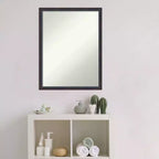 20" x 26" Non-Beveled Scoop Wood Bathroom Wall Mirror Dark Bronze - Amanti Art: Rectangle, Modern Style, Wall Mounted, Includes Hardware