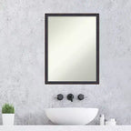 20" x 26" Non-Beveled Scoop Wood Bathroom Wall Mirror Dark Bronze - Amanti Art: Rectangle, Modern Style, Wall Mounted, Includes Hardware