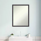 20" x 26" Non-Beveled Scoop Wood Bathroom Wall Mirror Dark Bronze - Amanti Art: Rectangle, Modern Style, Wall Mounted, Includes Hardware