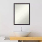 20" x 26" Non-Beveled Scoop Wood Bathroom Wall Mirror Dark Bronze - Amanti Art: Rectangle, Modern Style, Wall Mounted, Includes Hardware