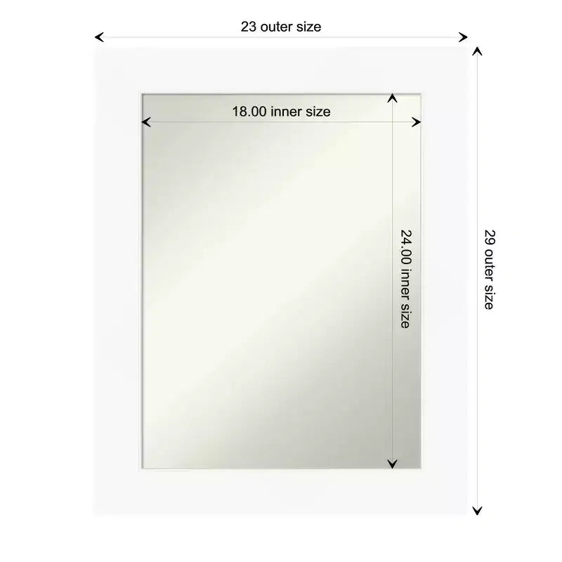 Specchio da parete bianco senza smussatura 24" x 30" per armadietto - Amanti Art