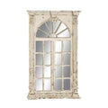 Wood Window Panes Inspired Wall Mirror with Arched Top and Distressing Cream - Olivia & May: Vintage Style, No Assembly Required