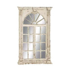 Wood Window Panes Inspired Wall Mirror with Arched Top and Distressing Cream - Olivia & May: Vintage Style, No Assembly Required