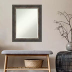 Specchio da parete con cornice rustica in corteccia 23" x 29" Marrone - Amanti Art: Vetro moderno con bordo smussato, nessun assemblaggio richiesto