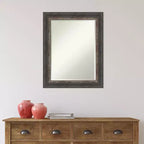 Specchio da parete con cornice rustica in corteccia 23" x 29" Marrone - Amanti Art: Vetro moderno con bordo smussato, nessun assemblaggio richiesto