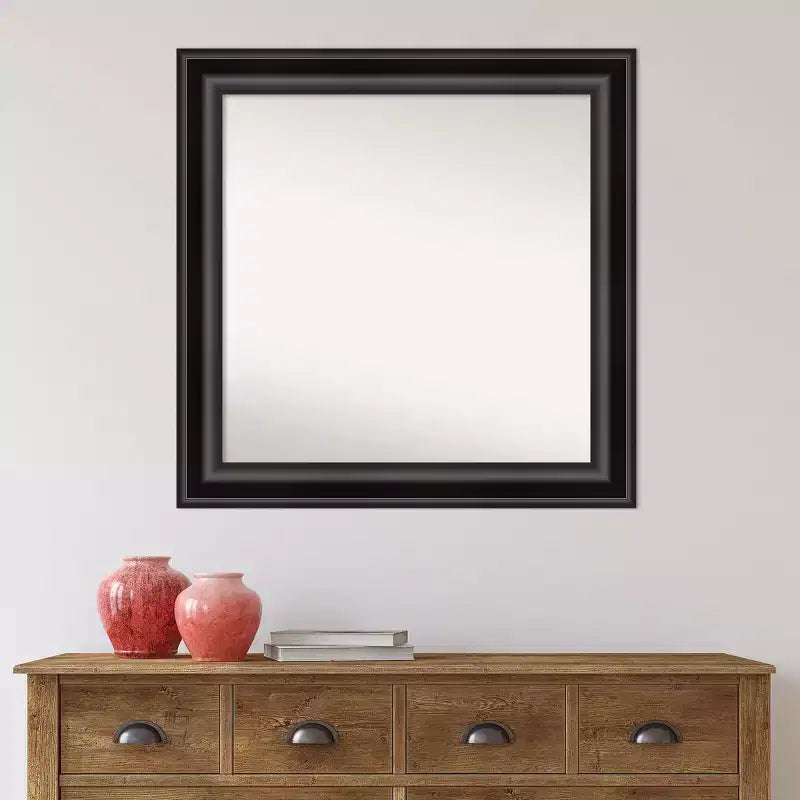 Specchio da parete nero Grand non smussato da 32" x 32" - Amanti Art
