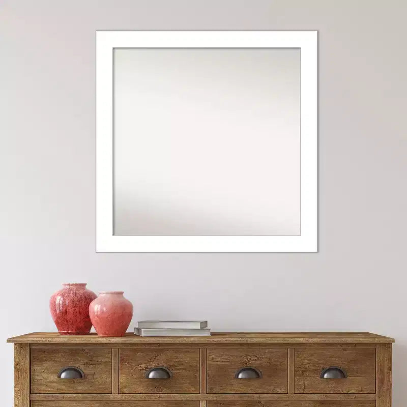Specchio da parete bianco a cuneo non smussato da 30" x 30" - Amanti Art