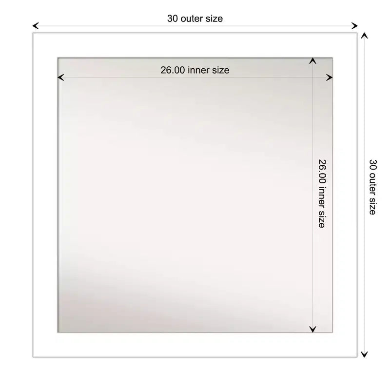 Specchio da parete bianco a cuneo non smussato da 30" x 30" - Amanti Art