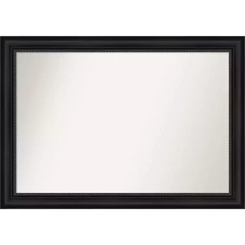 41" x 29" Non-Beveled Astor Black Wall Mirror - Amanti Art: Modern Rectangular Polystyrene Frame, Includes Mounting Hardware