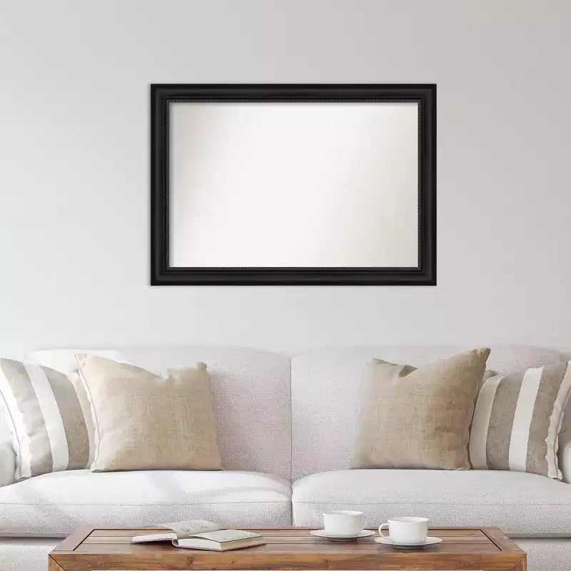 41" x 29" Non-Beveled Astor Black Wall Mirror - Amanti Art: Modern Rectangular Polystyrene Frame, Includes Mounting Hardware