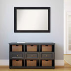 41" x 29" Non-Beveled Astor Black Wall Mirror - Amanti Art: Modern Rectangular Polystyrene Frame, Includes Mounting Hardware