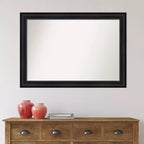 41" x 29" Non-Beveled Astor Black Wall Mirror - Amanti Art: Modern Rectangular Polystyrene Frame, Includes Mounting Hardware