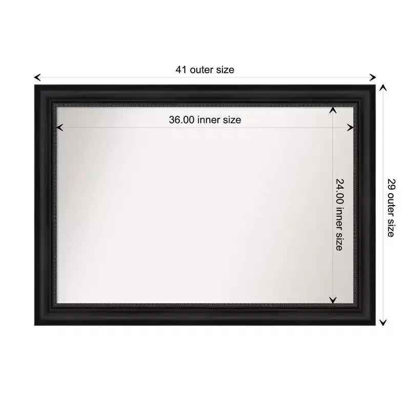41" x 29" Non-Beveled Astor Black Wall Mirror - Amanti Art: Modern Rectangular Polystyrene Frame, Includes Mounting Hardware