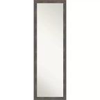 17"x51" Pinstripe Wood Framed Full Length On the Door Mirror Lead Gray - Amanti Art: Wall Mount, No Assembly Required