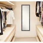 17"x51" Pinstripe Wood Framed Full Length On the Door Mirror Lead Gray - Amanti Art: Wall Mount, No Assembly Required