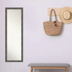 17"x51" Pinstripe Wood Framed Full Length On the Door Mirror Lead Gray - Amanti Art: Wall Mount, No Assembly Required