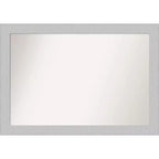 40" x 28" Non-Beveled Shiplap White Wood Bathroom Wall Mirror - Amanti Art: Includes Mounting Hardware, Rectangle Shape