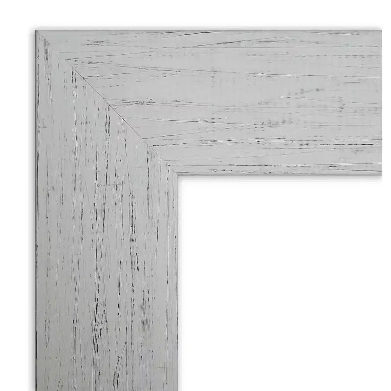 40" x 28" Non-Beveled Shiplap White Wood Bathroom Wall Mirror - Amanti Art: Includes Mounting Hardware, Rectangle Shape