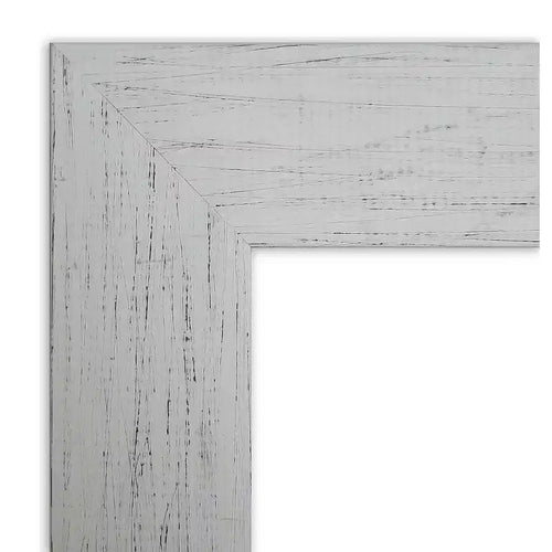 Specchio da Parete Rettangolare 40" x 28" con Doghe Bianche e Senza Smussature per Bagno - Amanti Art: Include Hardware di Montaggio