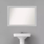 40" x 28" Non-Beveled Shiplap White Wood Bathroom Wall Mirror - Amanti Art: Includes Mounting Hardware, Rectangle Shape