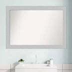 40" x 28" Non-Beveled Shiplap White Wood Bathroom Wall Mirror - Amanti Art: Includes Mounting Hardware, Rectangle Shape