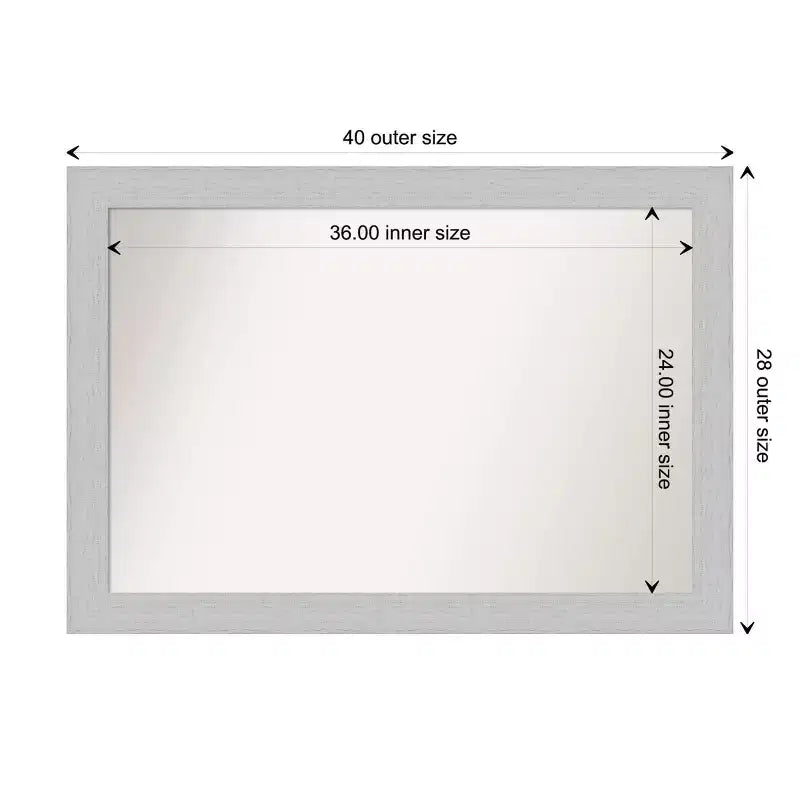 40" x 28" Non-Beveled Shiplap White Wood Bathroom Wall Mirror - Amanti Art: Includes Mounting Hardware, Rectangle Shape