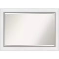 42" x 30" Eva White Framed Wall Mirror Silver - Amanti Art: Modern Beveled, No Assembly Required