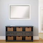 Specchio da parete Eva bianco con cornice argento 42" x 30" - Amanti Art: moderno, smussato, nessun assemblaggio richiesto