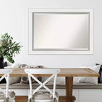 Specchio da parete Eva bianco con cornice argento 42" x 30" - Amanti Art: moderno, smussato, nessun assemblaggio richiesto