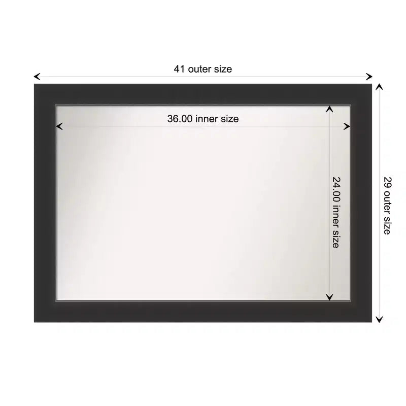 41" x 29" Non-Beveled Corvino Wood Bathroom Wall Mirror Black - Amanti Art: Modern Rectangle, Wall Mount, Wood Frame